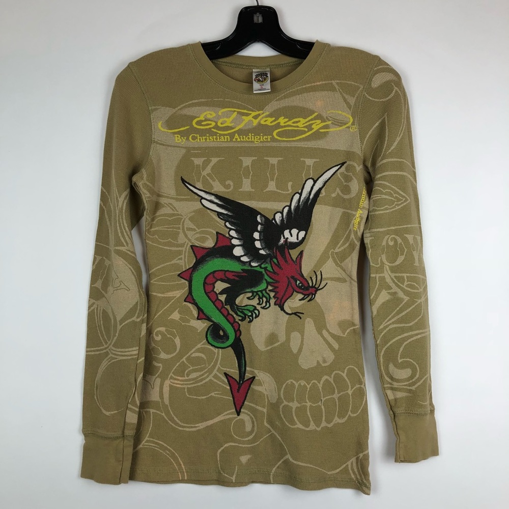 Women’s Ed Hardy Graphic Thermal Long Sleeve Tee